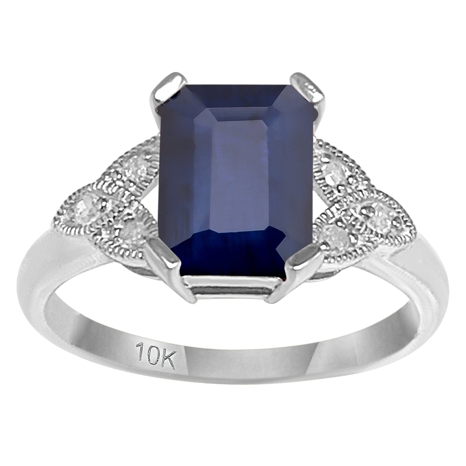 10k hot White Gold Sapphire Diamond Ring