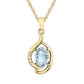 10k Yellow Gold Genuine Oval Aquamarine and Diamond Pendant Necklace