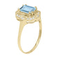 10k Yellow Gold Vintage Style Genuine Emerald-Cut Aquamarine and Diamond Accent Ring