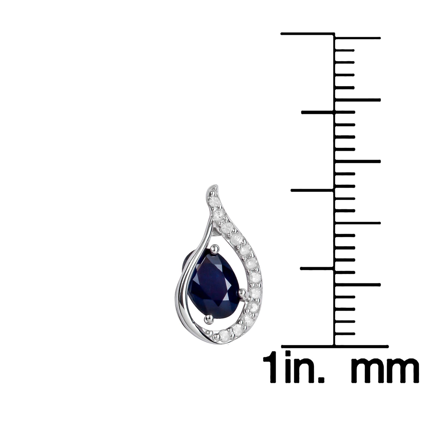 10k White Gold Genuine Oval Sapphire and Diamond Curved Halo Drop Earrings