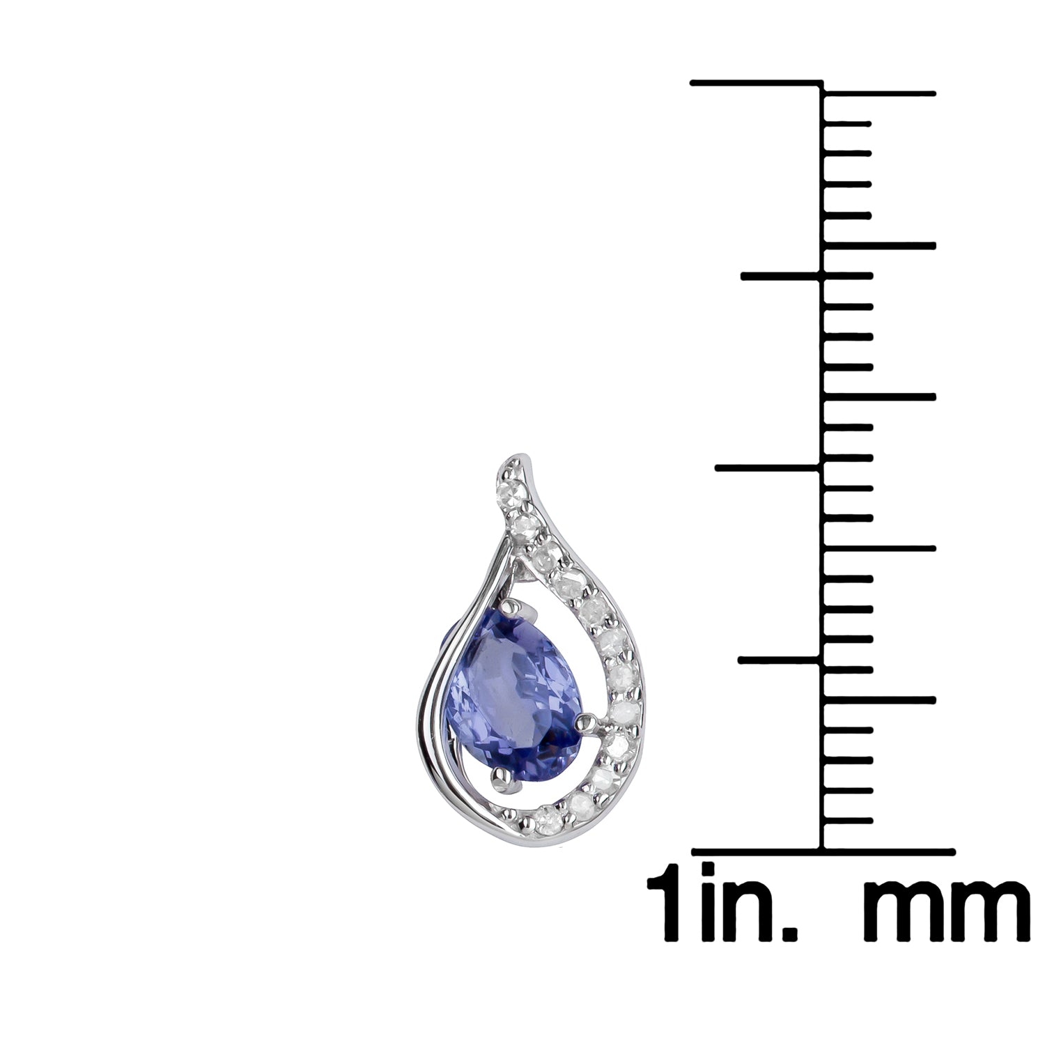 10k White Gold Genuine Oval Tanzanite and Diamond Curved Halo Drop Earrings