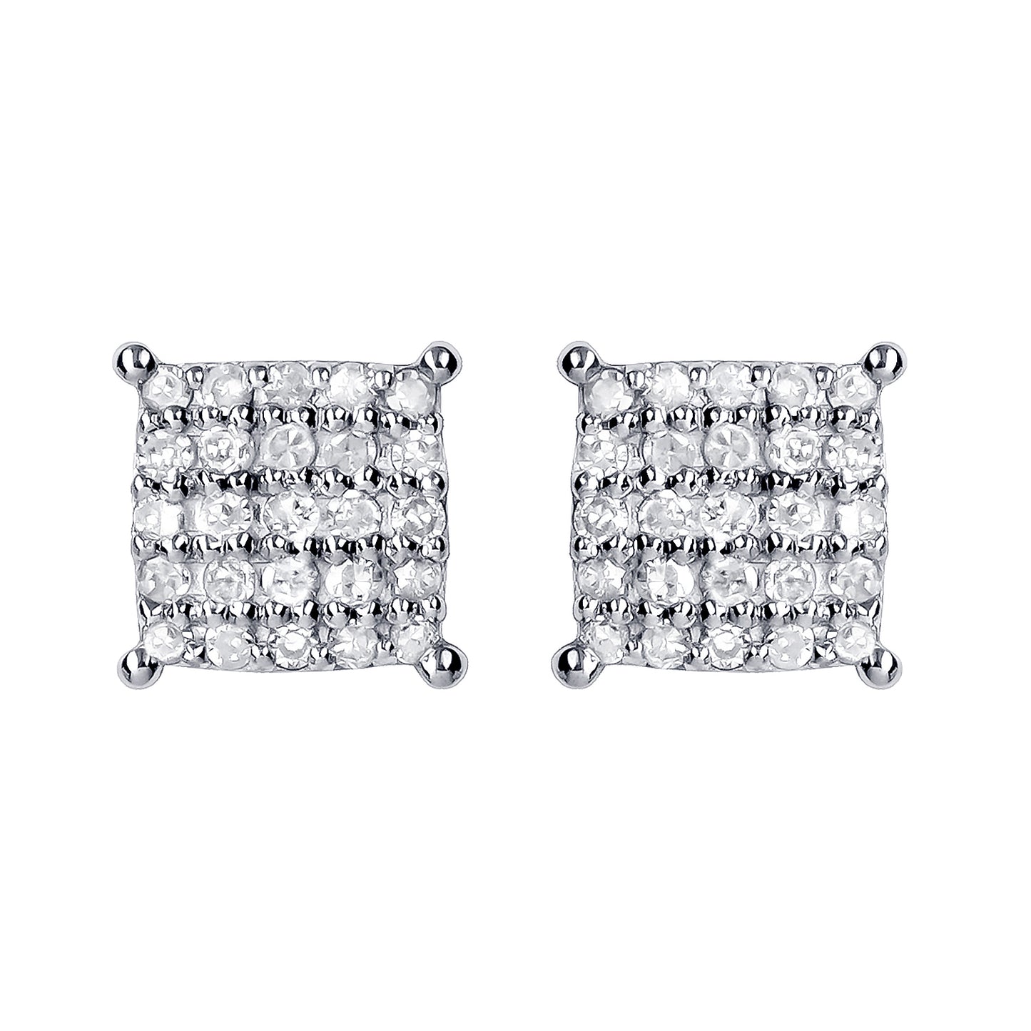 10k White Gold Genuine 1/4ct Diamond Cluster Stud Earrings