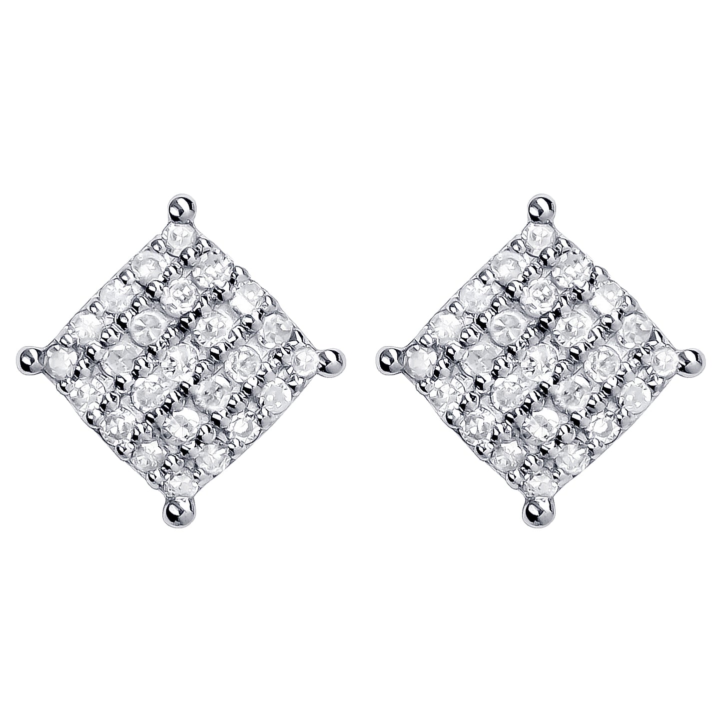 10k White Gold Genuine 1/4ct Diamond Cluster Stud Earrings