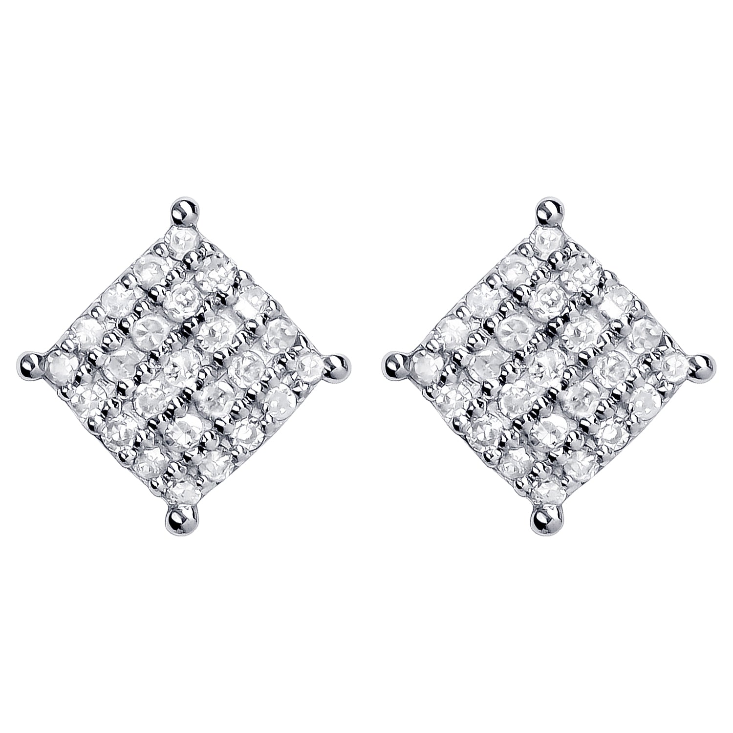 10k White Gold Genuine 1/4ct Diamond Cluster Stud Earrings