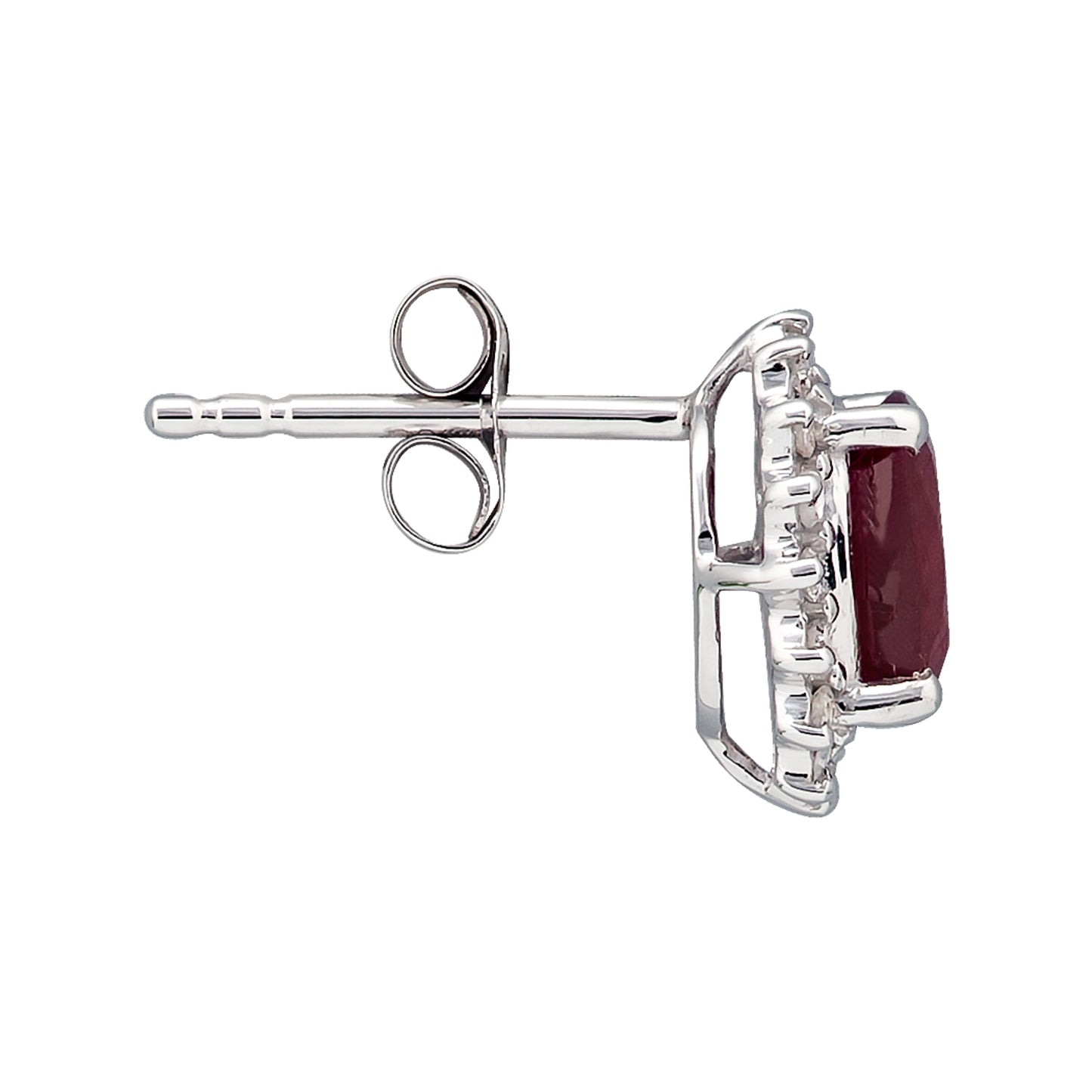 10k White Gold Genuine Ruby and Diamond Halo Earrings