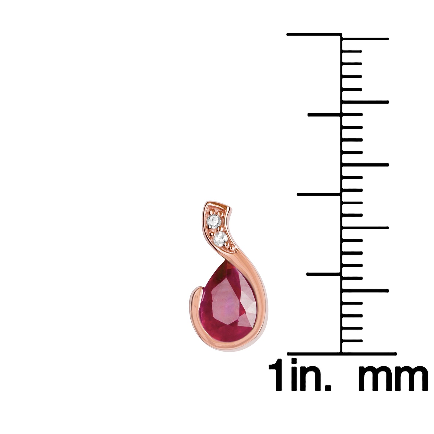 10k Rose Gold Genuine Pear-Shape Ruby and Diamond Earrings