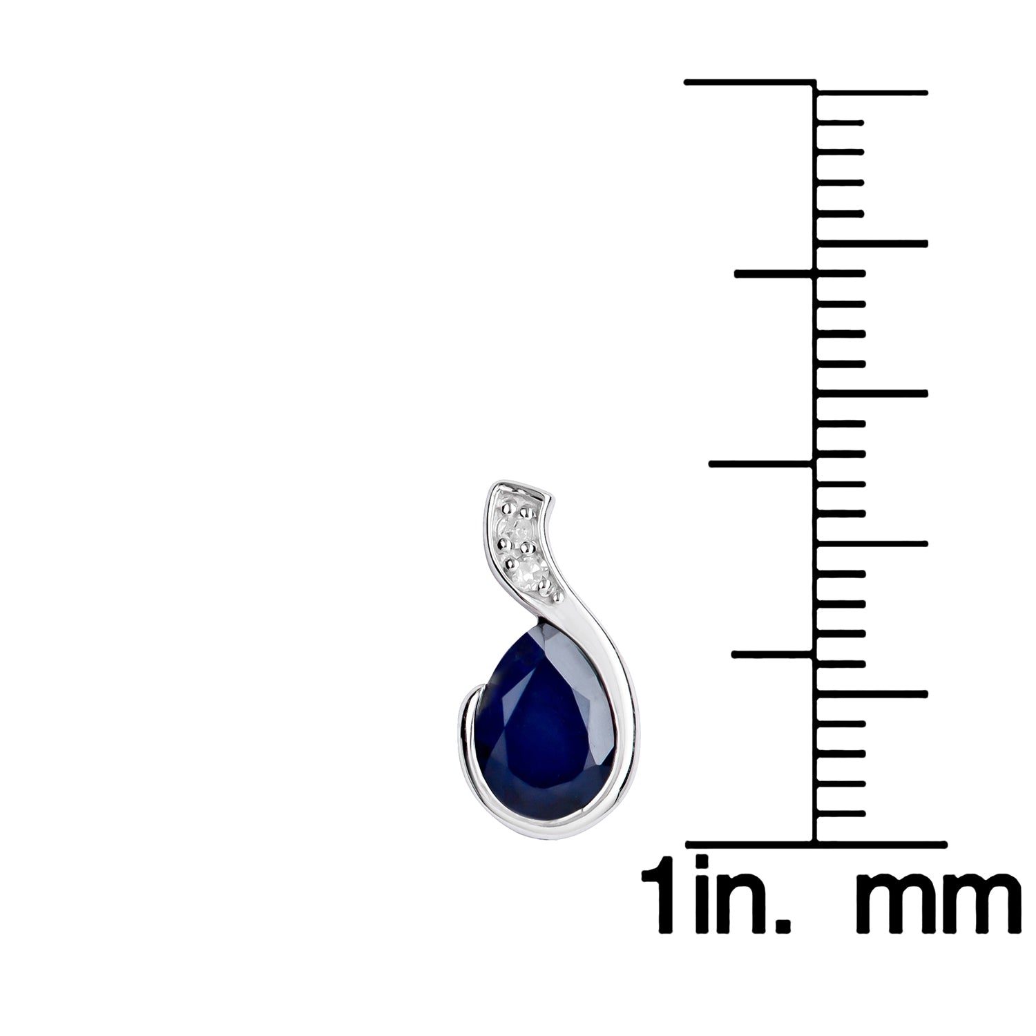 10k White Gold Genuine Pear-Shape Sapphire and Diamond Earrings