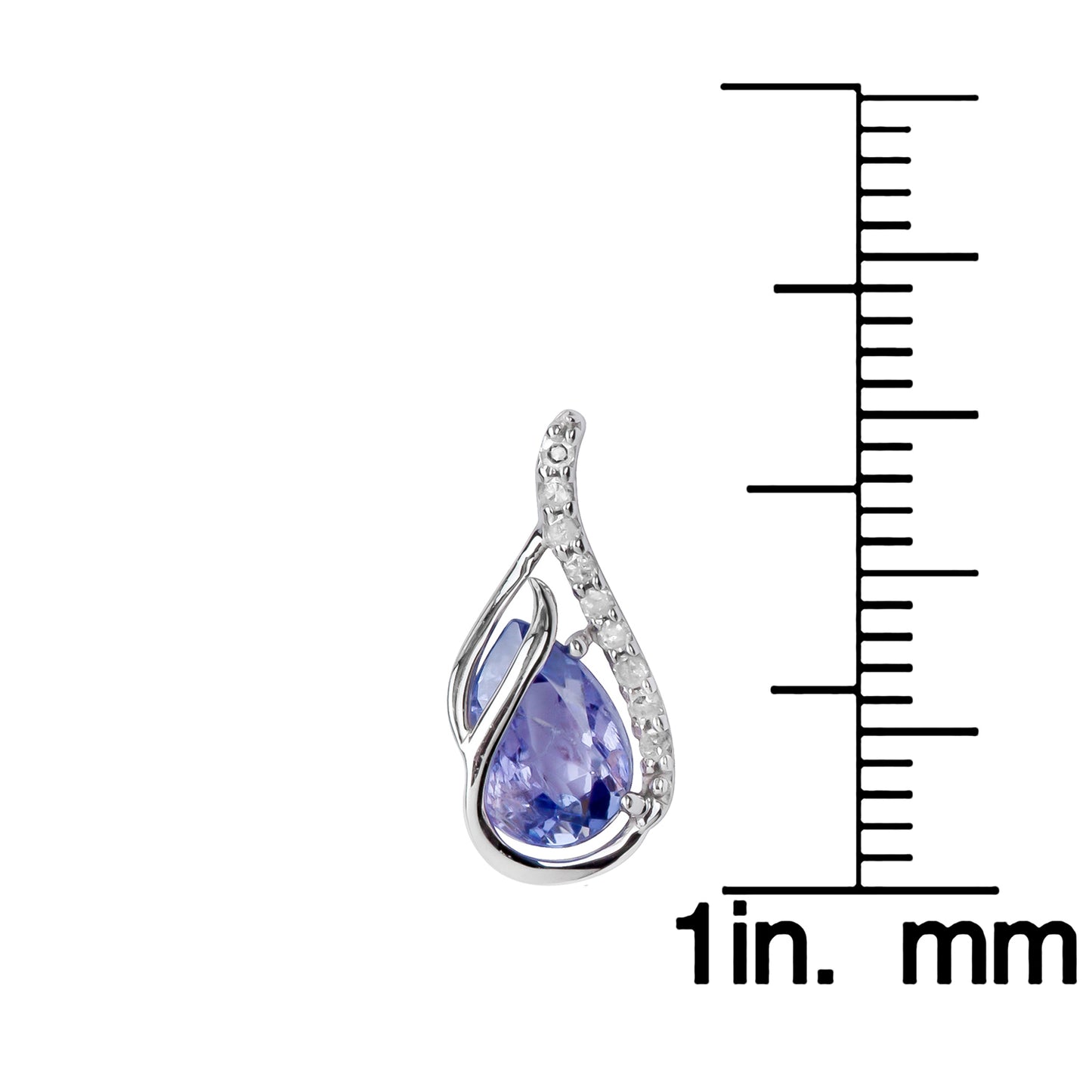 10k White Gold Genuine Pear-Shape Tanzanite and Diamond Curved Halo Drop Earrings