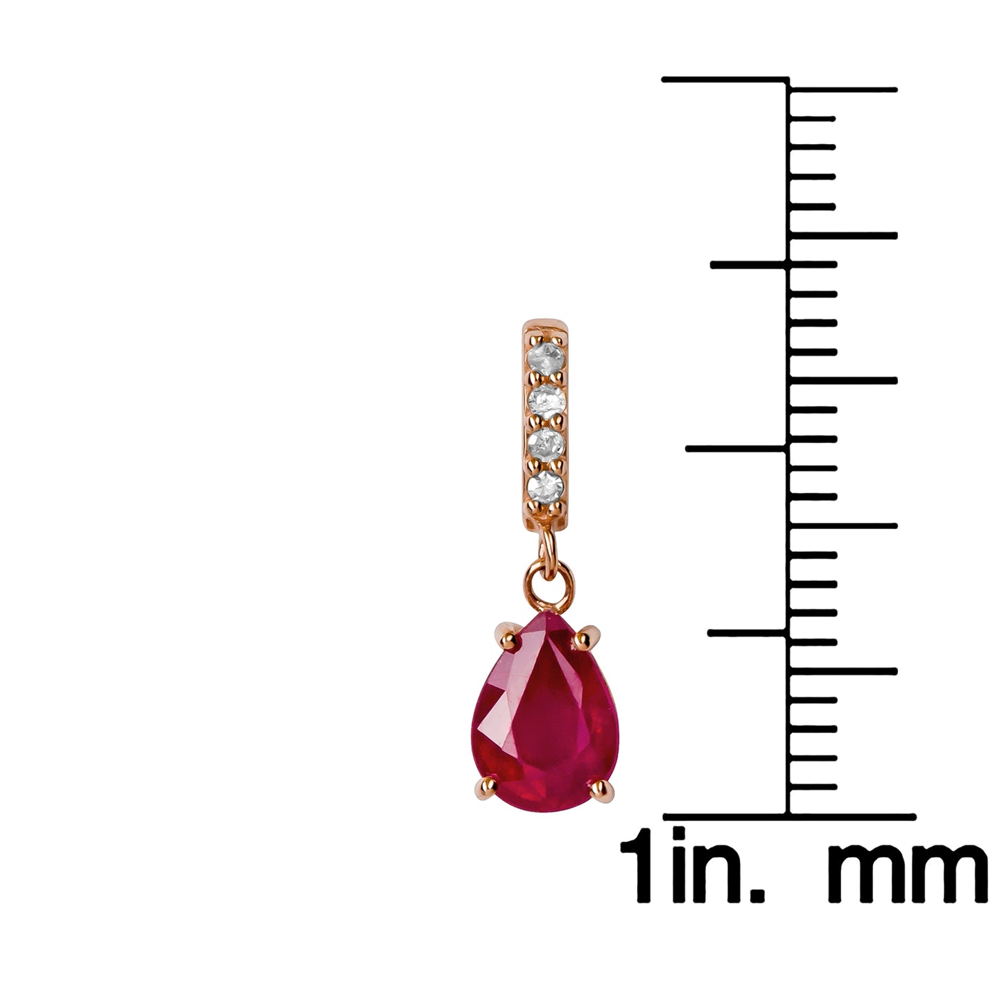 10k Rose Gold Genuine Pear-Shape Ruby and Diamond Drop Dangle Earrings