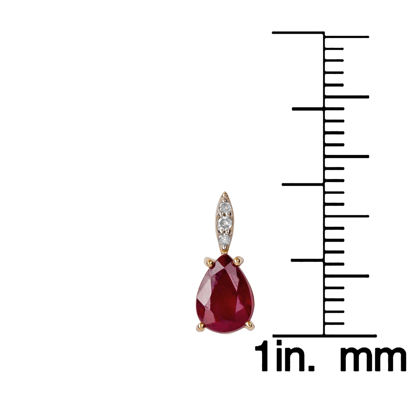 10k Yellow Gold Genuine Pear-Shape Ruby and Diamond Drop Earrings