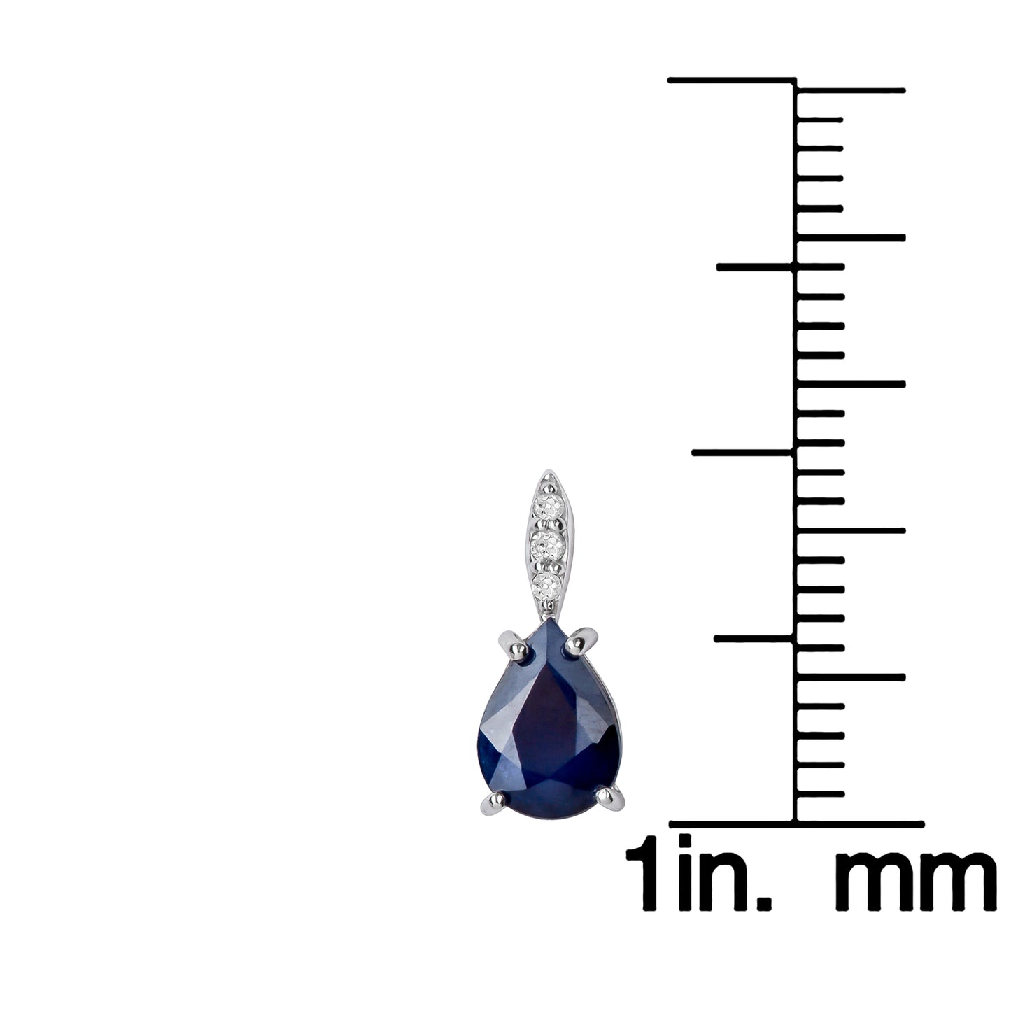 10k White Gold Genuine Pear-Shape Sapphire and Diamond Drop Earrings