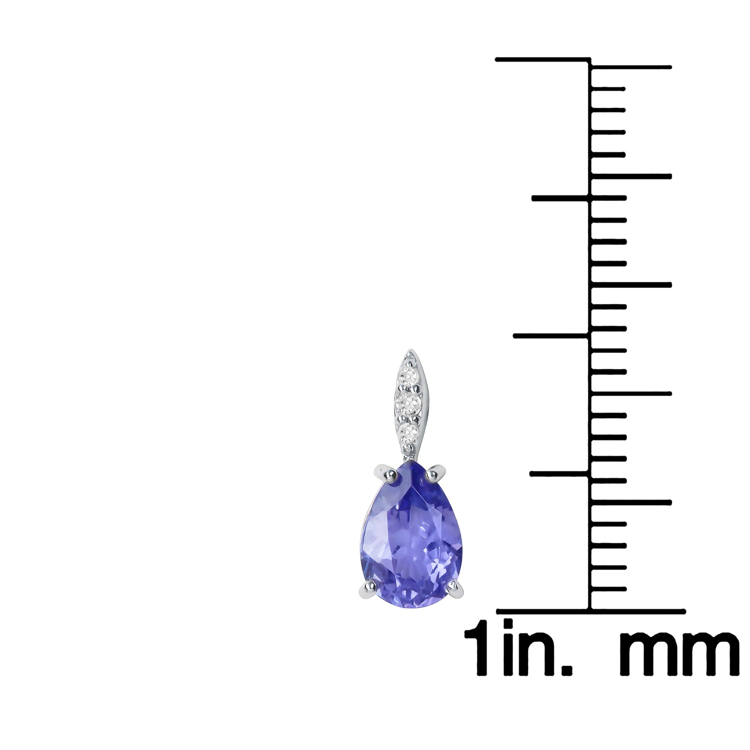 10k White Gold Genuine Pear-Shape Tanzanite and Diamond Drop Earrings