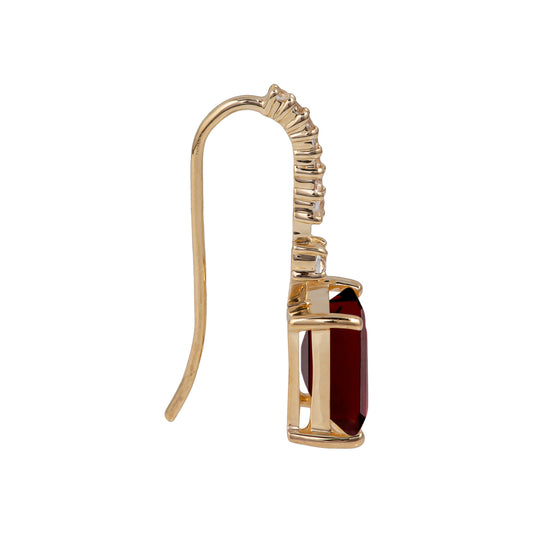 10k Yellow Gold Emerald-Cut Garnet and White Topaz Dangle Earrings