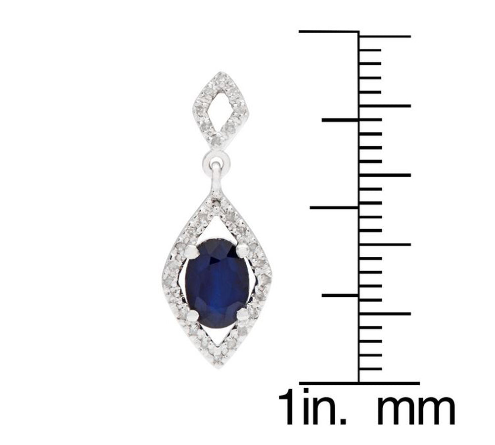 10k White Gold Oval Sapphire and Diamond Earrings