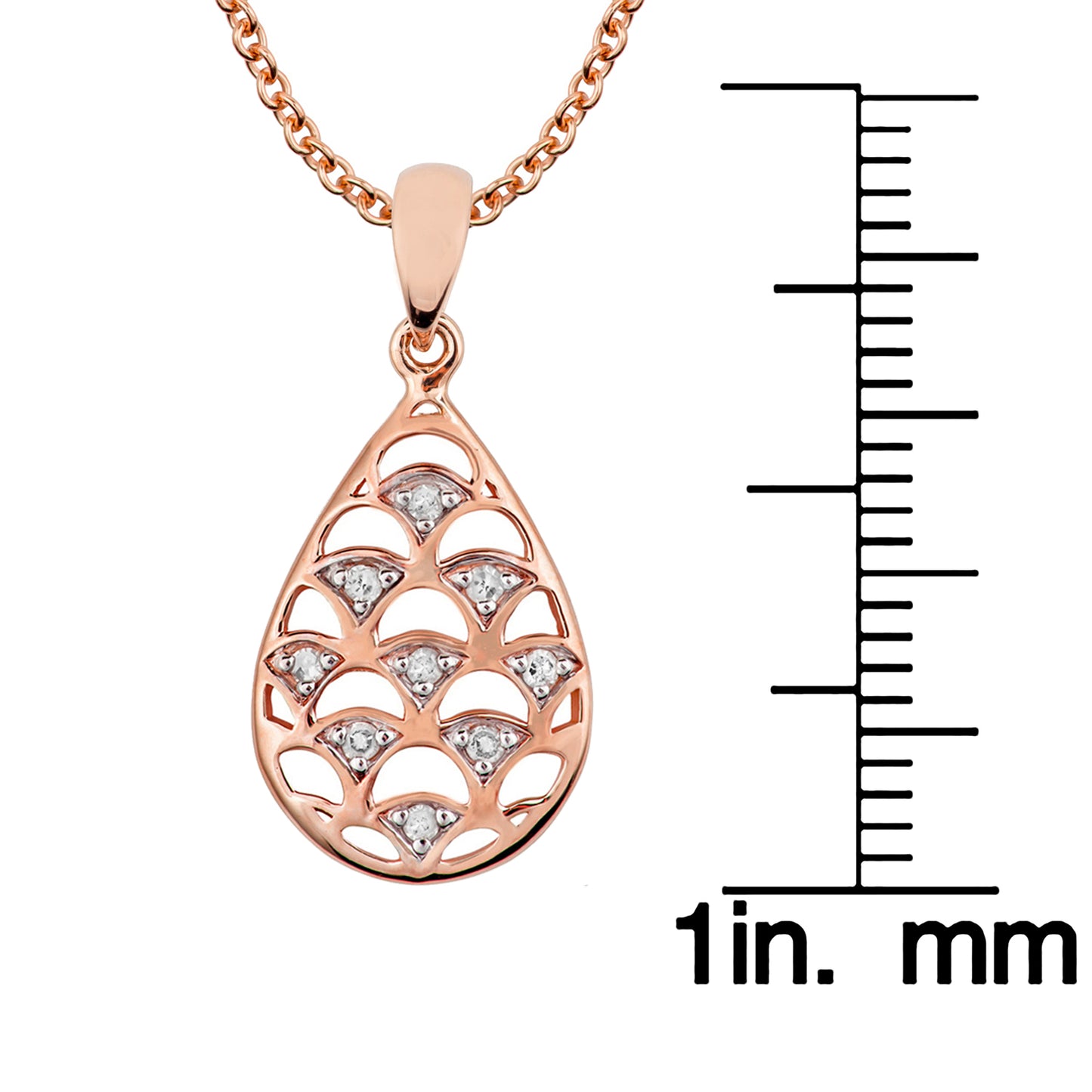 10k Rose Gold Teardrop Diamond Pendant Necklace