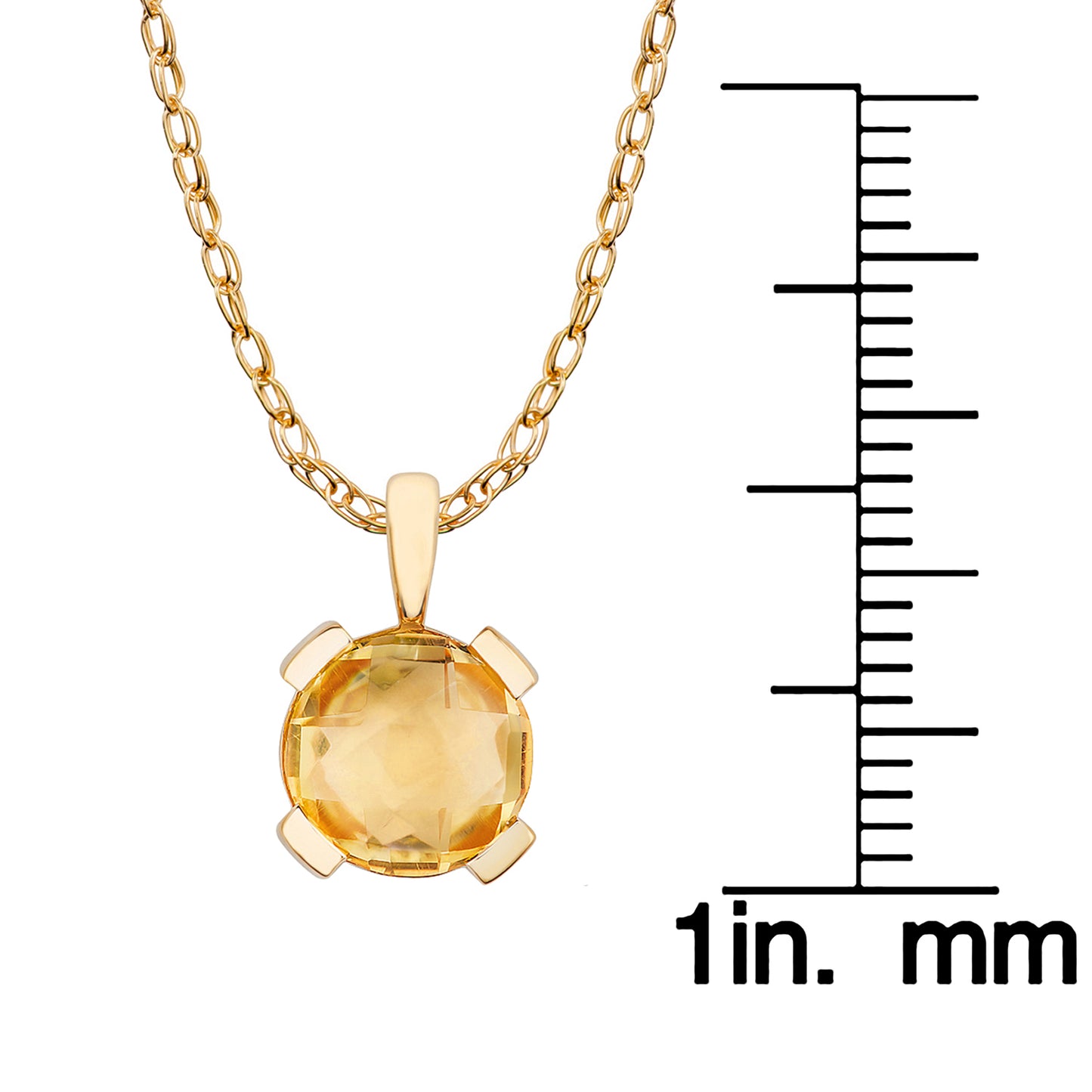 10k Yellow Gold Genuine Round Citrine Pendant Necklace