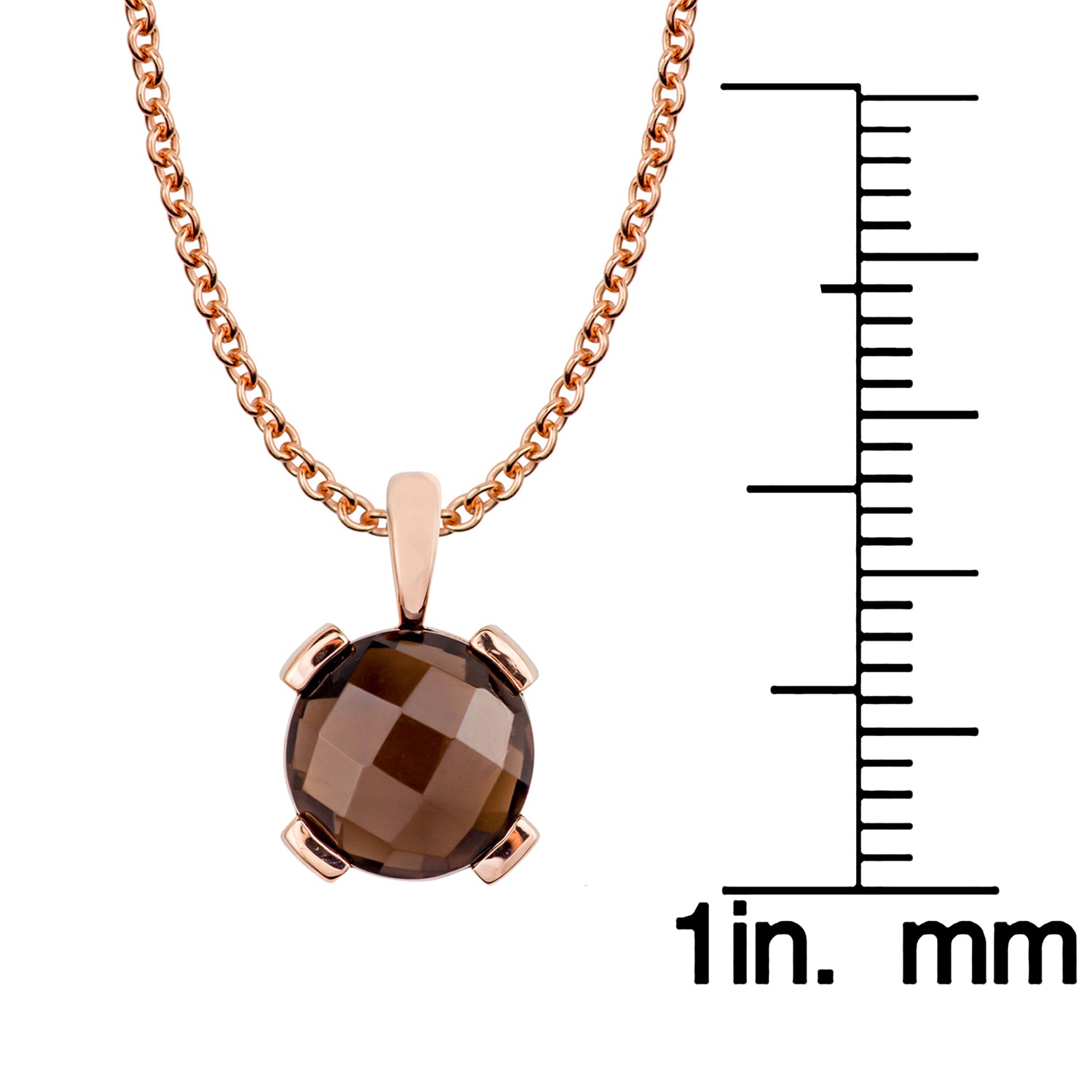 10k Rose Gold Genuine Round Smoky Quartz Pendant Necklace