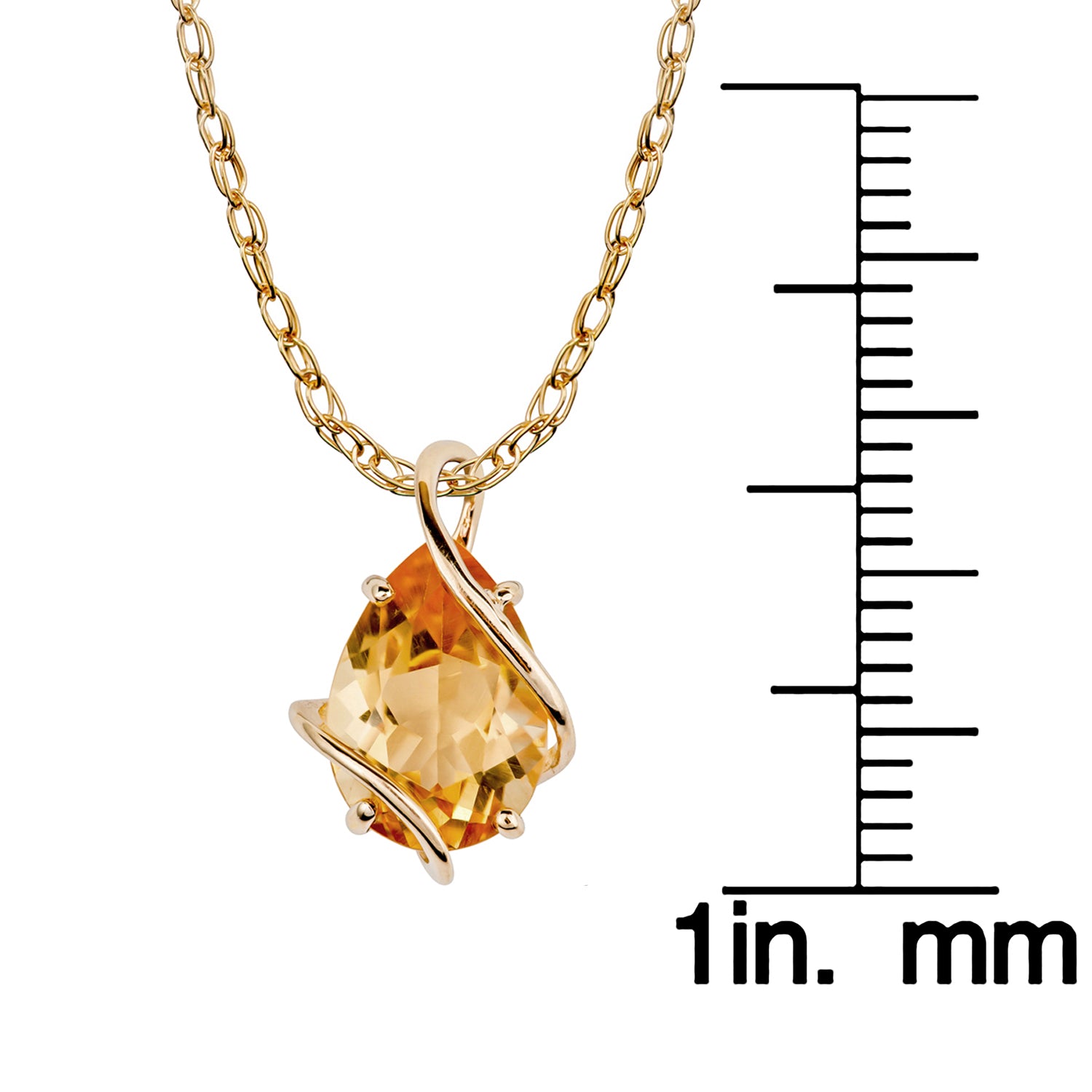 10k Yellow Gold Genuine Pear shape Citrine Teardrop Pendant Necklace