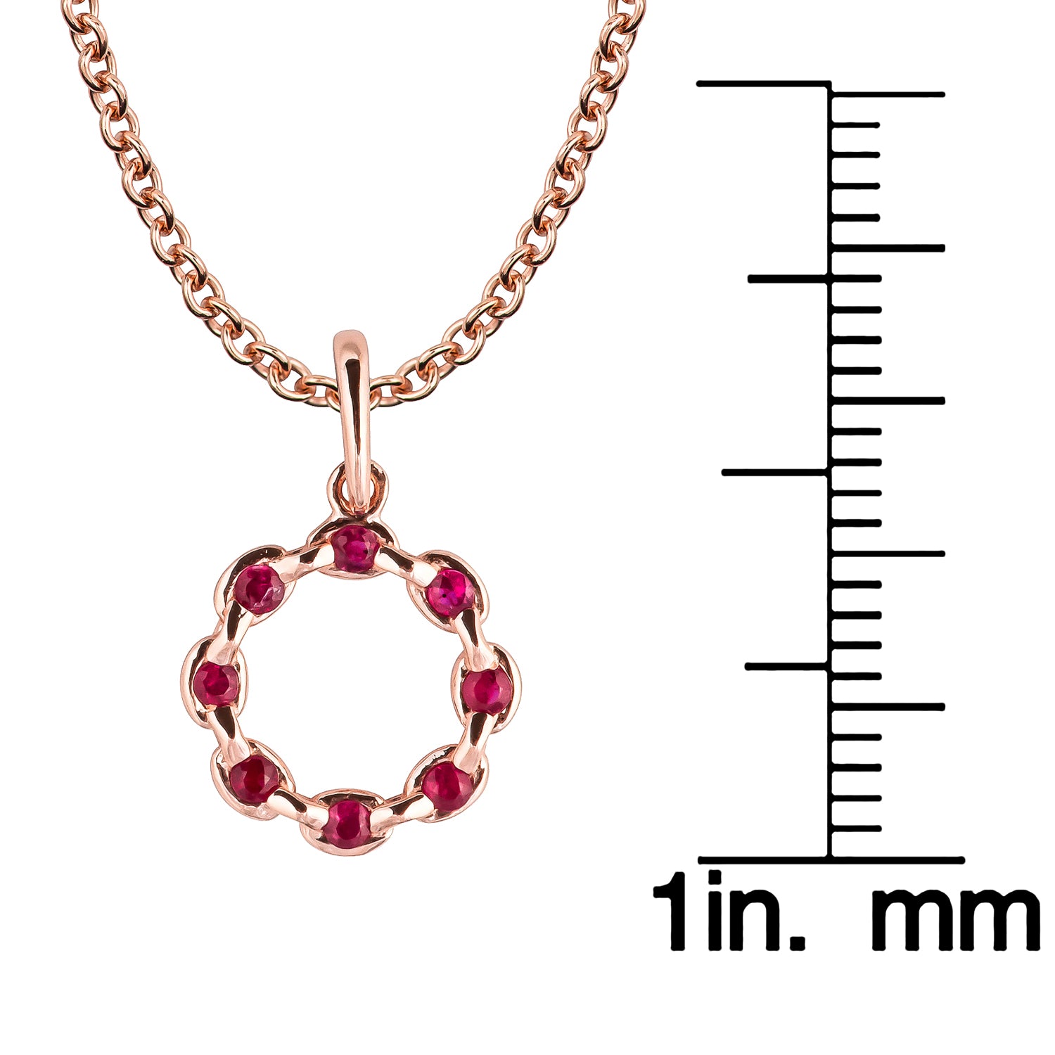 10k Rose Gold Genuine Round Ruby Circle Pendant Necklace