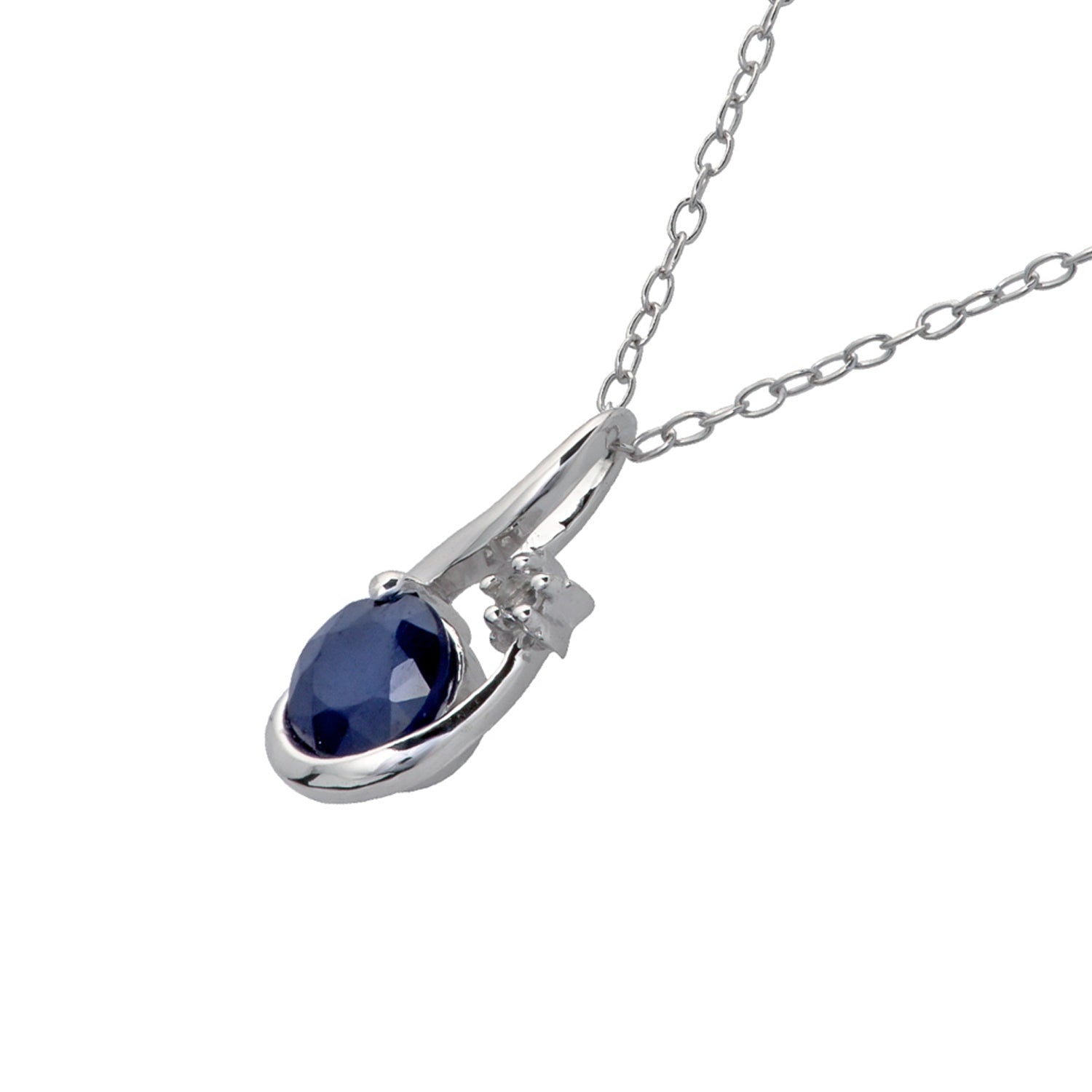 SOLID 10K WHITE outlet GOLD BLUE SAPPHIRE/GENUINE DIAMOND NECKLACE