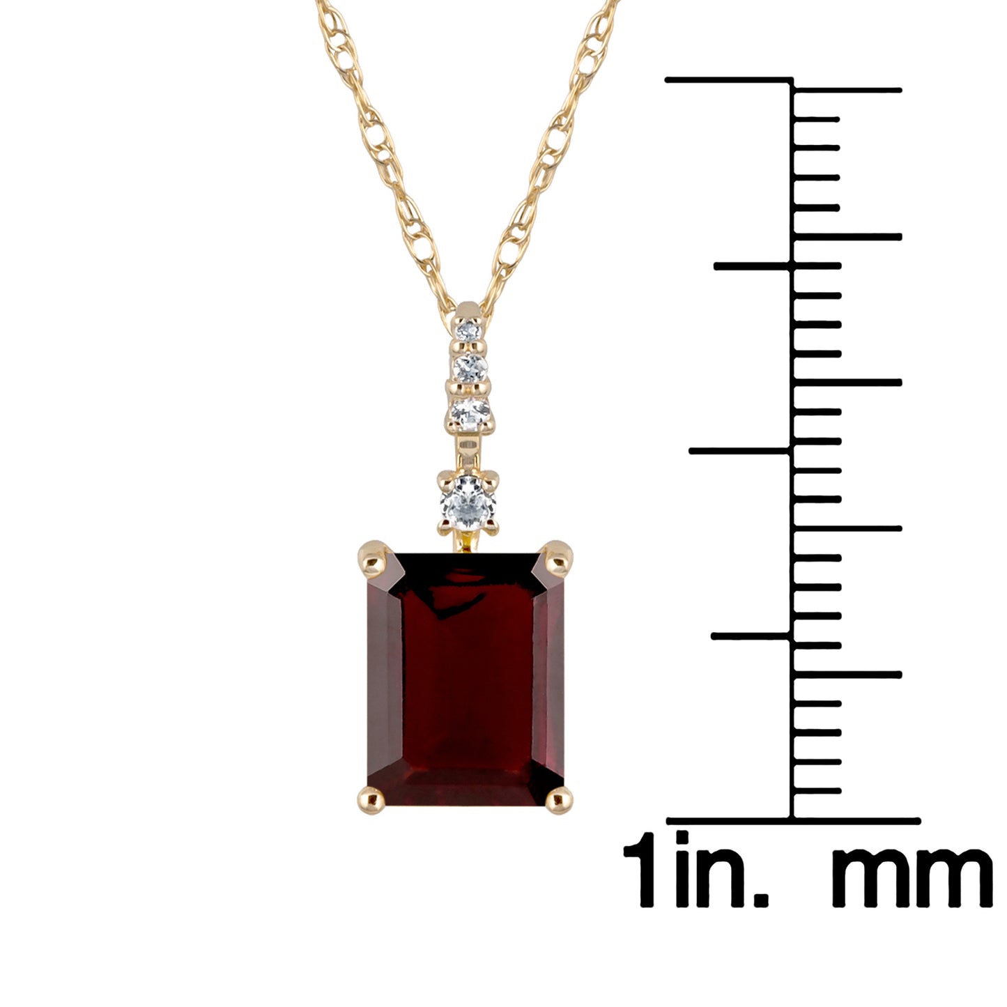 10k Yellow Gold Genuine Emerald Cut Garnet Pendant Necklace