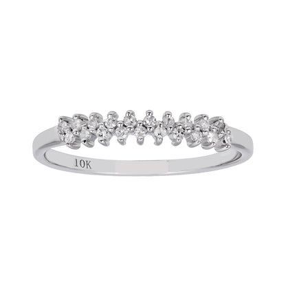 10k White Gold Two-Row 1/5ct Diamond Wedding Anniversary Ring