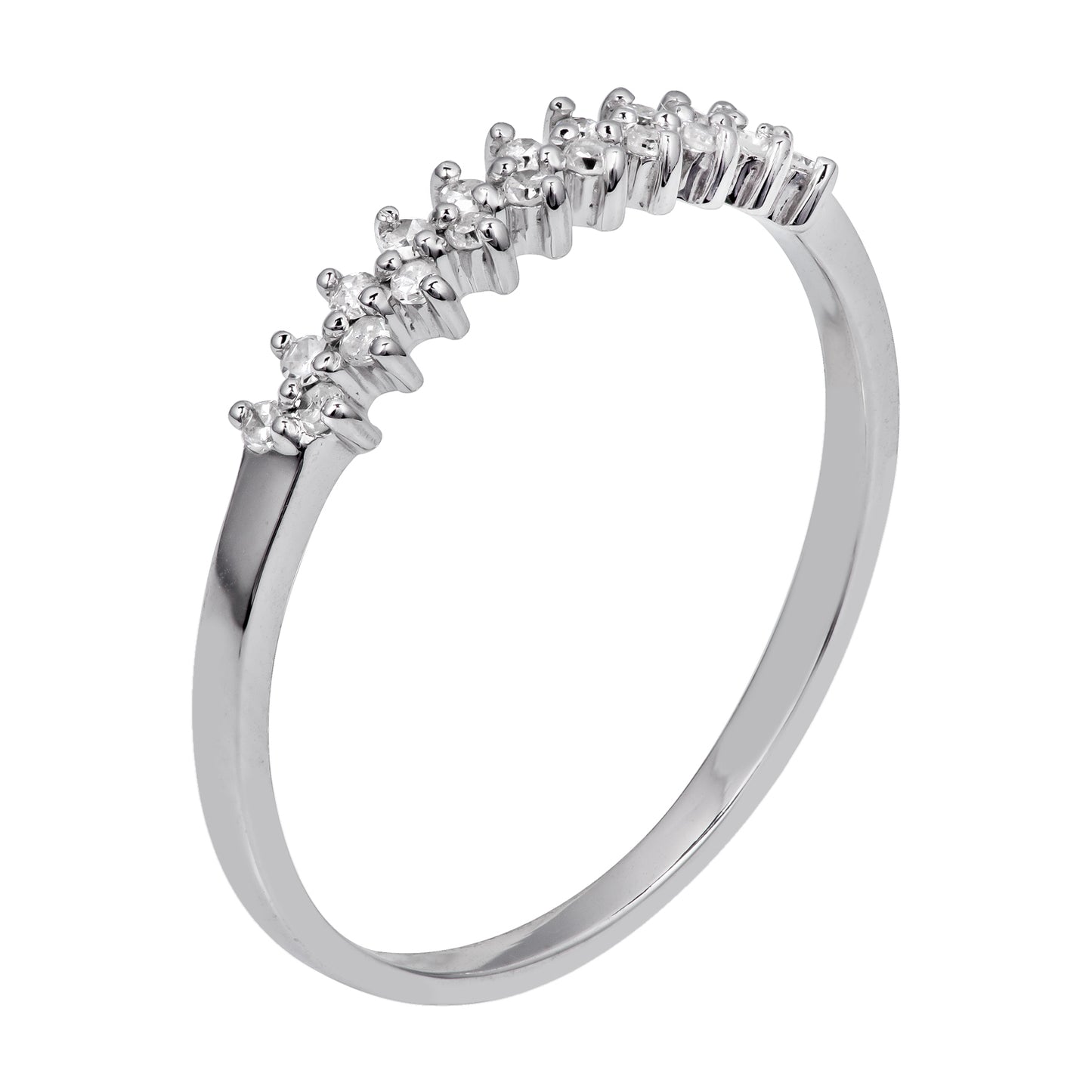 10k White Gold Two-Row 1/5ct Diamond Wedding Anniversary Ring