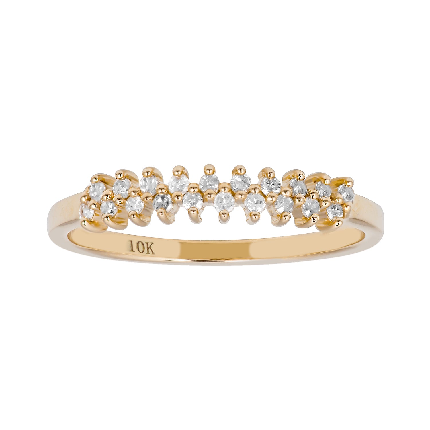 10k Yellow Gold Two-Row 1/5ct Diamond Wedding Anniversary Ring