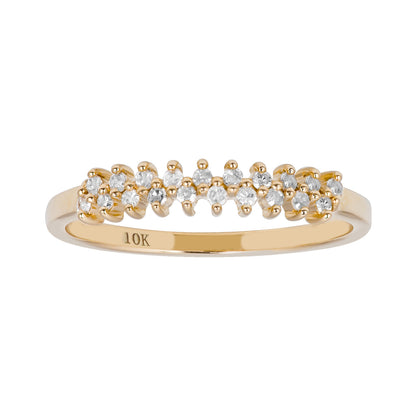 10k Yellow Gold Two-Row 1/5ct Diamond Wedding Anniversary Ring