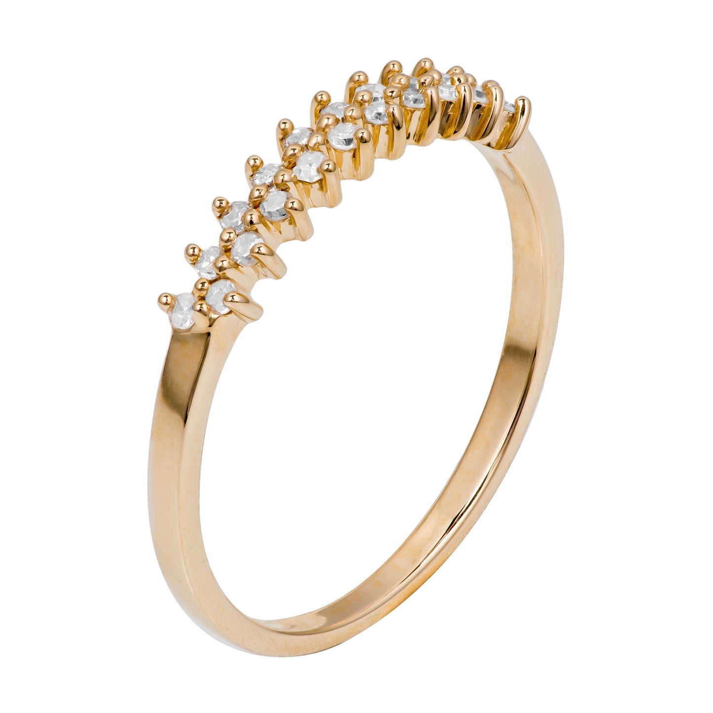 10k Yellow Gold Two-Row 1/5ct Diamond Wedding Anniversary Ring