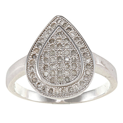 Sterling Silver 2/5ct Diamond Pave Pear-shape Ring