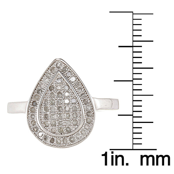 Sterling Silver 2/5ct Diamond Pave Pear-shape Ring