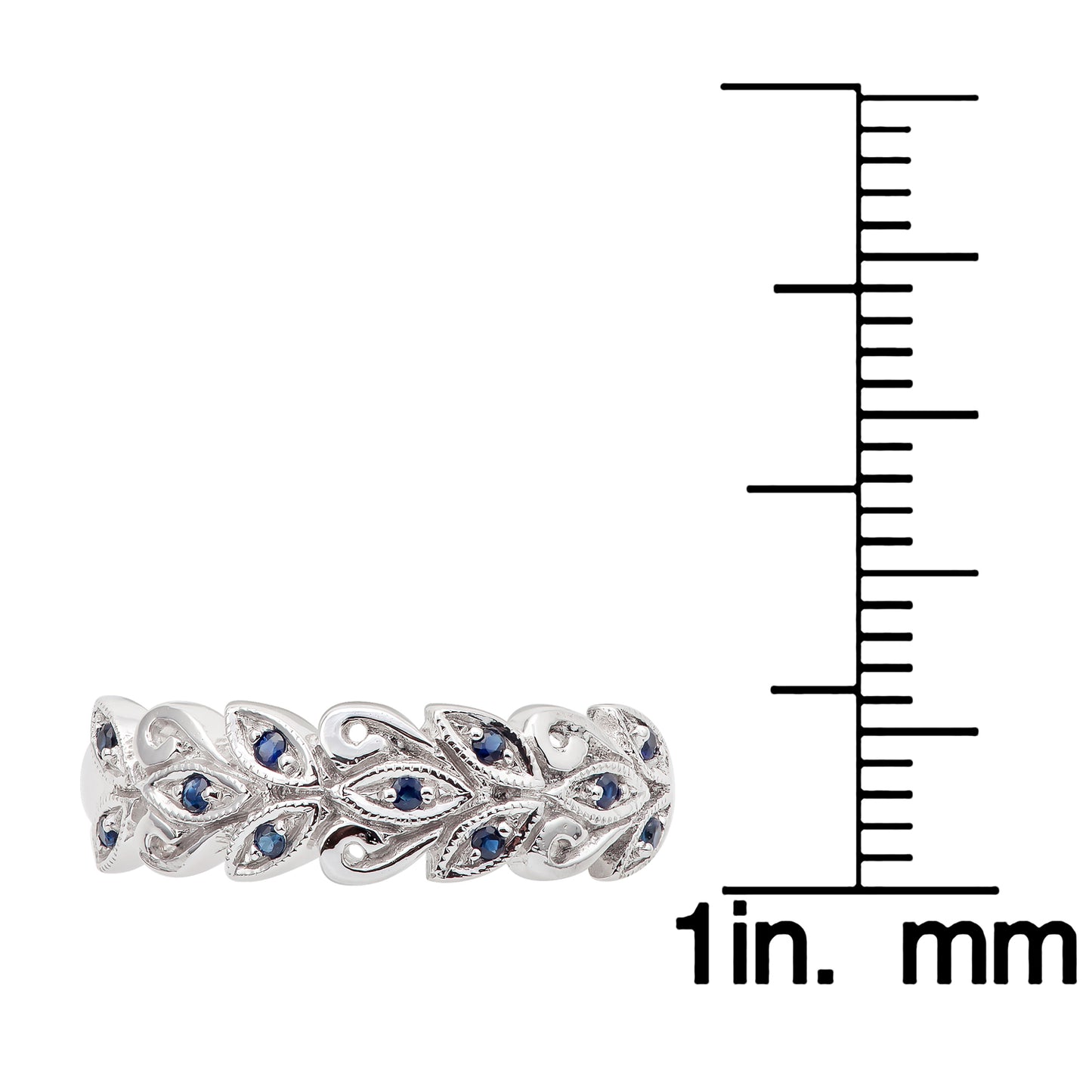 10k White Gold Genuine Sapphire Scroll Anniversary Ring