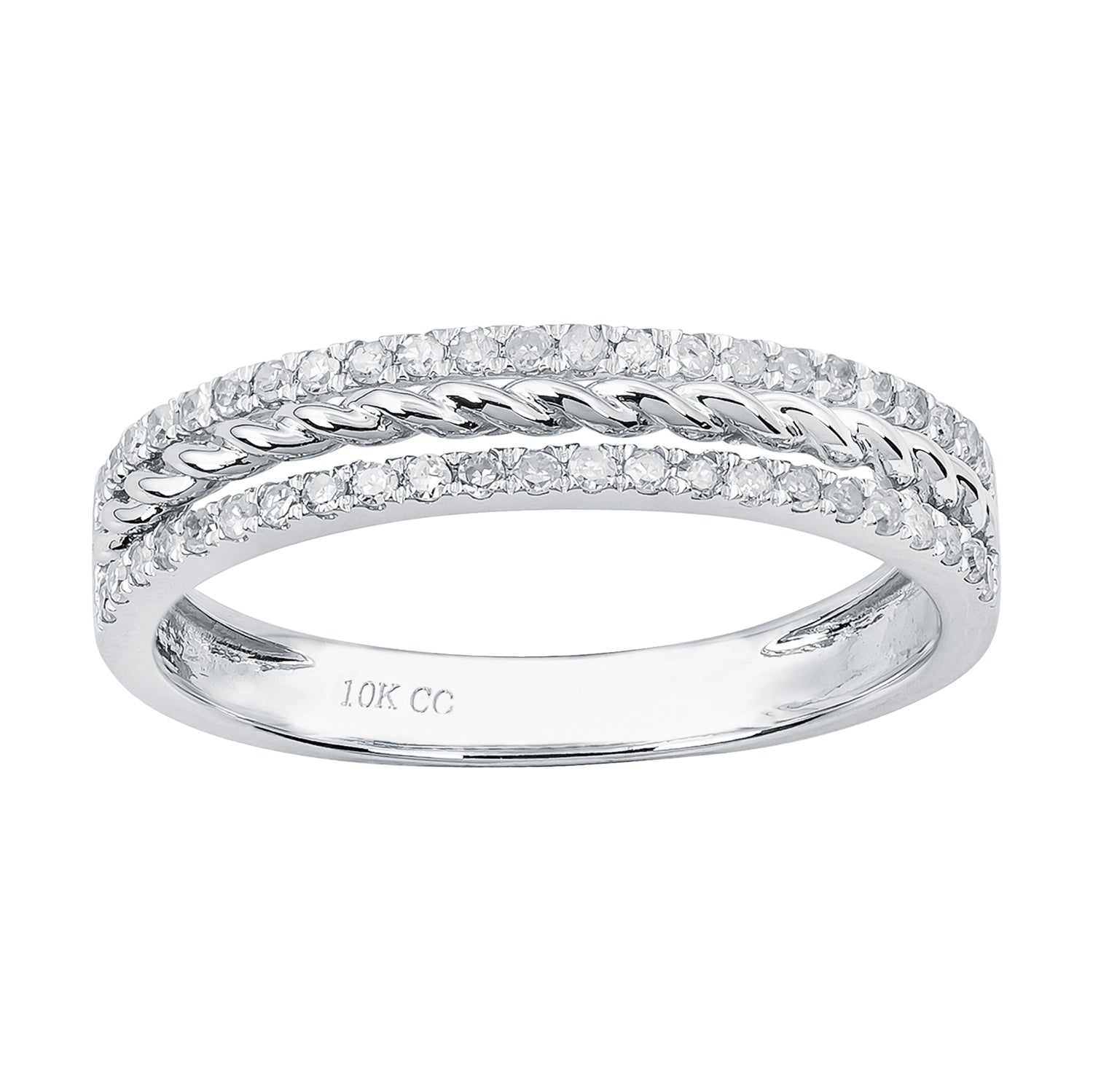 10k White Gold Two Row Diamond Anniversary Band (1/4 cttw, H-I Color, I1-I2 Clarity)