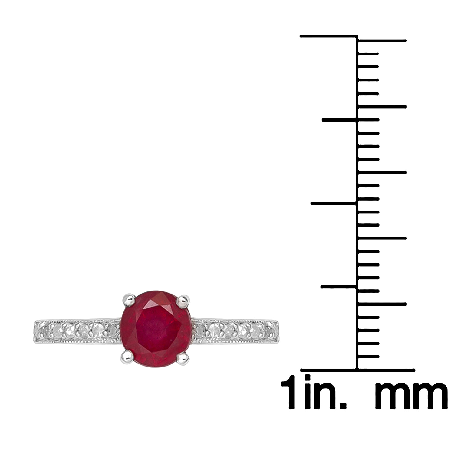 10k White Gold Genuine Round Ruby and Diamond Ring