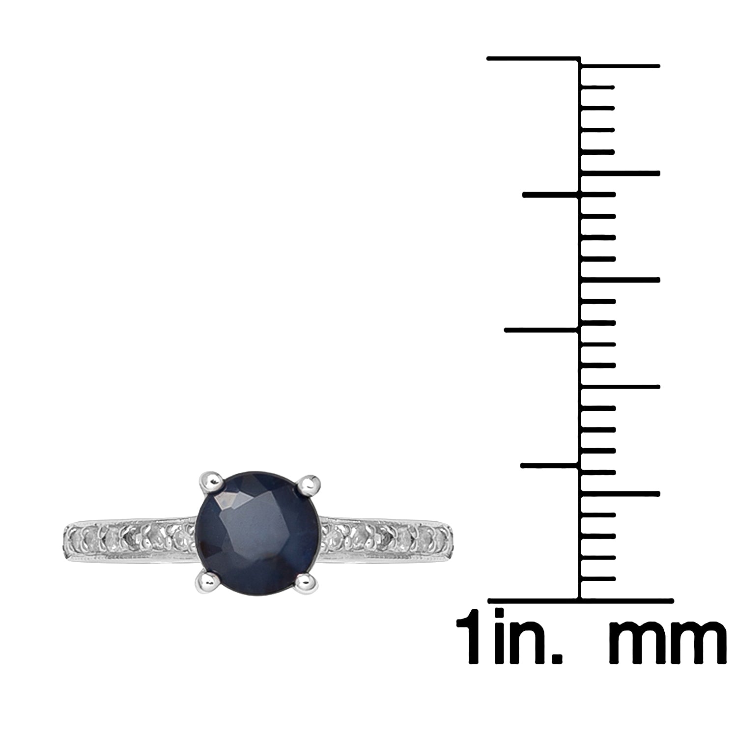 10k White Gold Genuine Round Sapphire and Diamond Ring