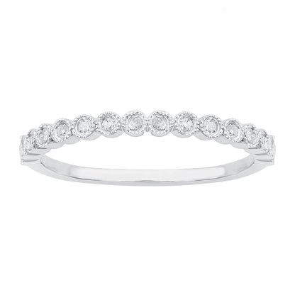 10k White Gold Stackable Milgrain Diamond Wedding Band (1/6 cttw, H-I Color, I1-I2 Clarity)