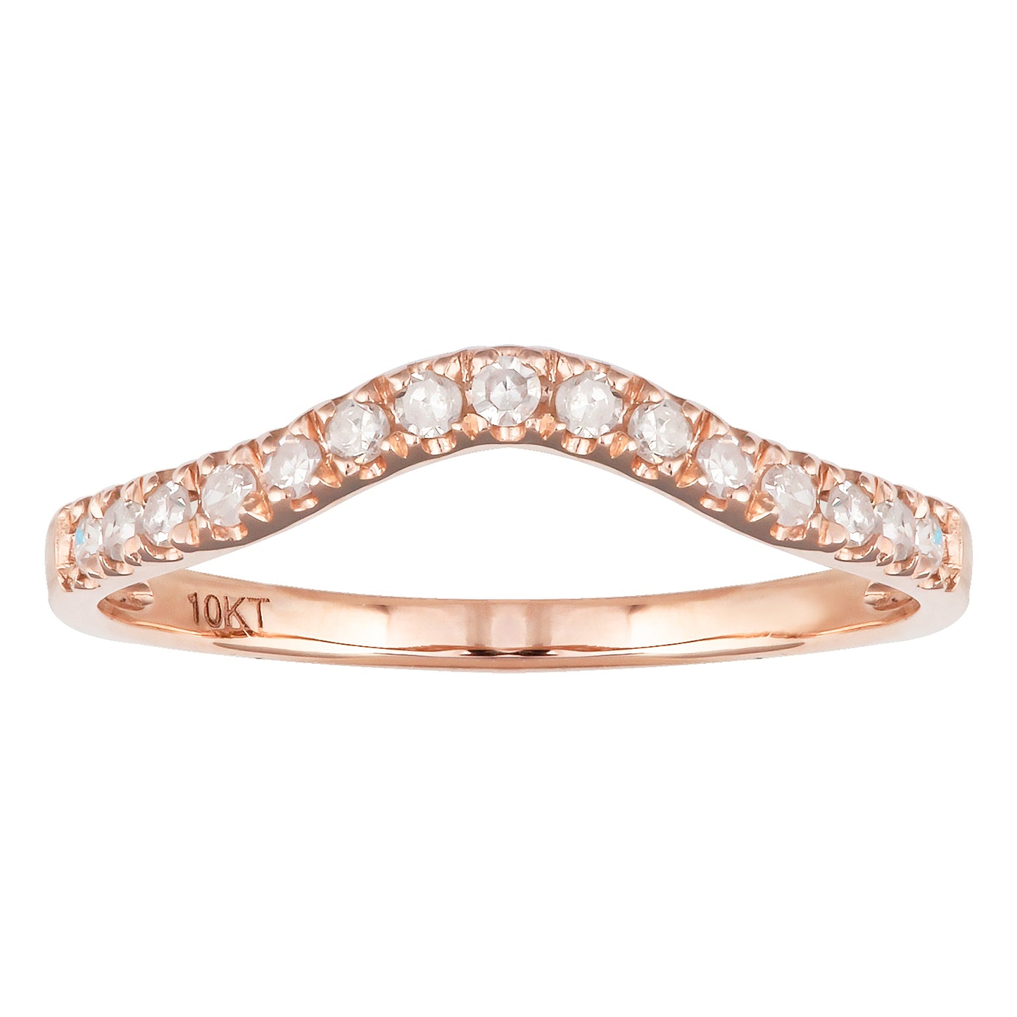 10k Rose Gold Curved Diamond Wedding Band (1/5 cttw, H-I Color, I1-I2 Clarity)