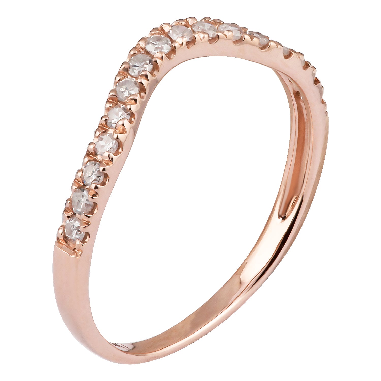 10k Rose Gold Curved Diamond Wedding Band (1/5 cttw, H-I Color, I1-I2 Clarity)