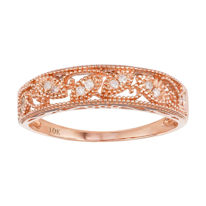 10k Rose Gold Vintage-Style Diamond Anniversary Band (0.08 cttw, H-I, I1-I2)