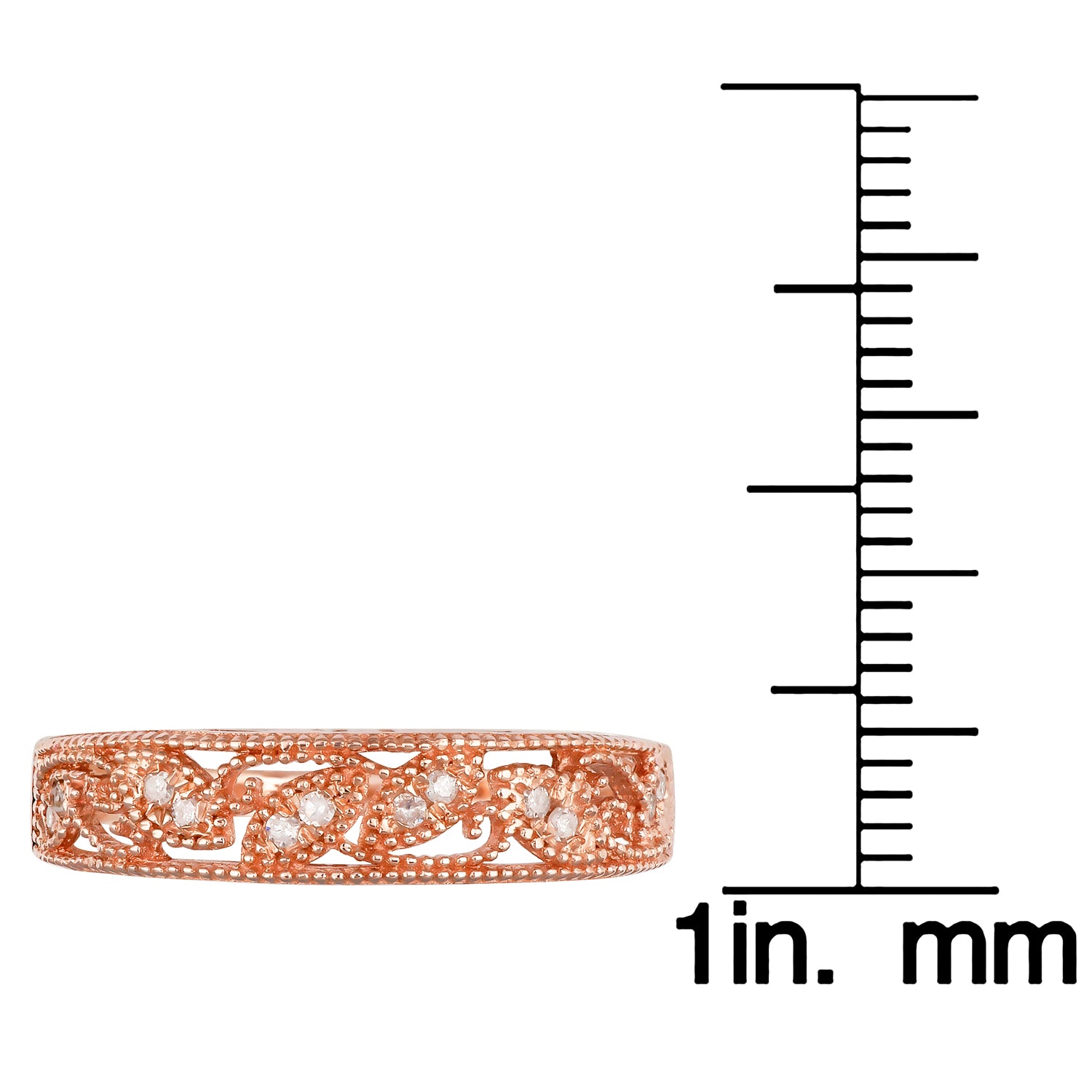 10k Rose Gold Vintage-Style Diamond Anniversary Band (0.08 cttw, H-I, I1-I2)