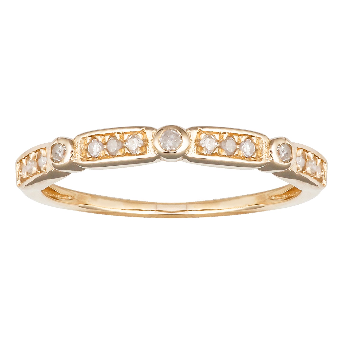 10k Yellow Gold Diamond Stackable Wedding Band (1/8 cttw, H-I Color, I1-I2 Clarity)