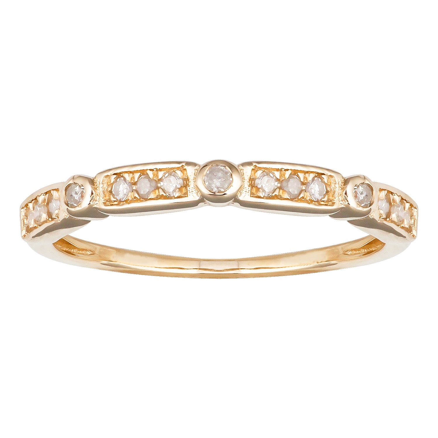 10k Yellow Gold Diamond Stackable Wedding Band (1/8 cttw, H-I Color, I1-I2 Clarity)