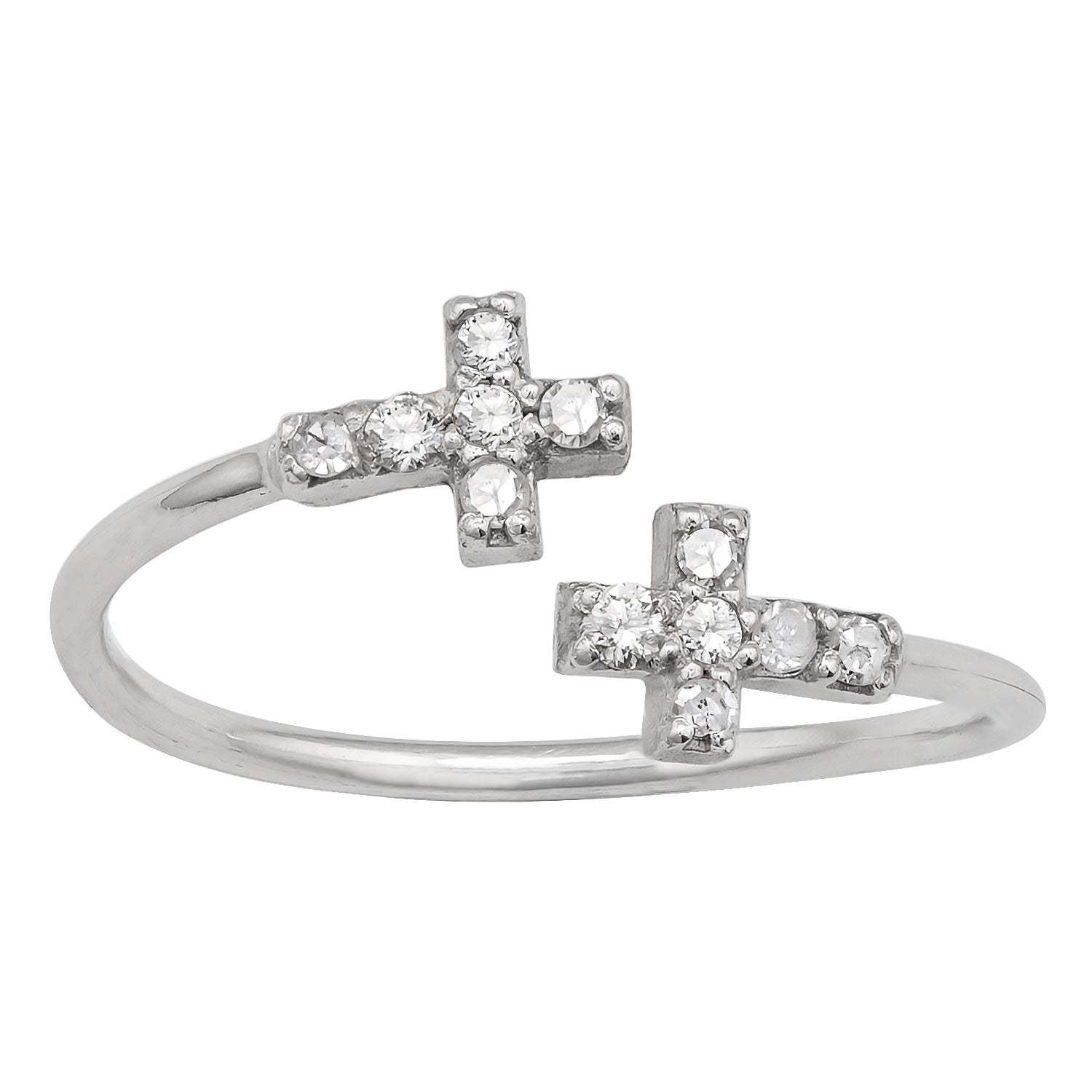 10k White Gold Open Cross Diamond Ring (1/6 cttw, H-I Color, I1-I2 Clarity)