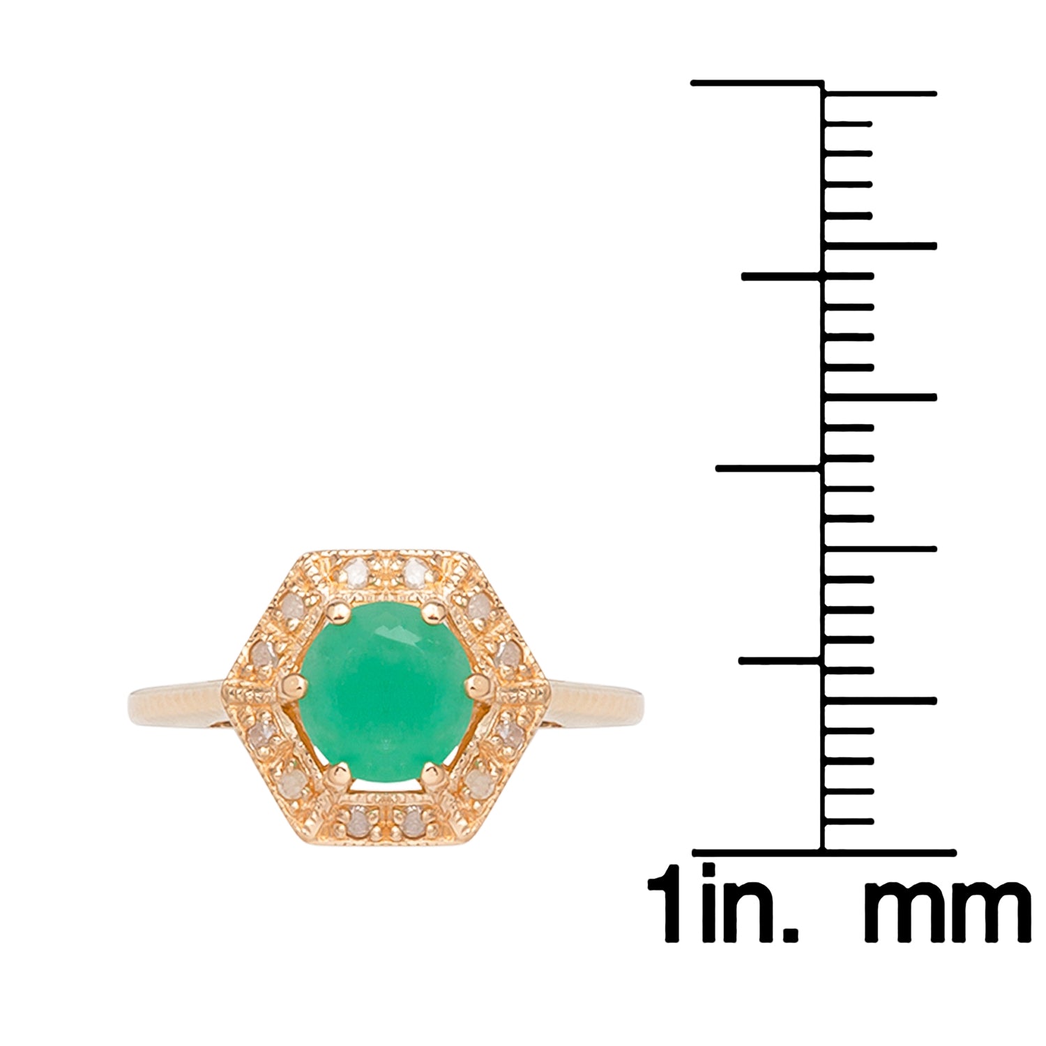 10k Yellow Gold Vintage Style Genuine Round Emerald and Diamond Halo Ring