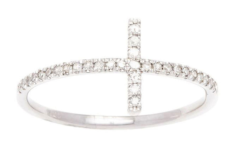 10k White Gold Diamond Cross Anniversary Ring (1/7 cttw, H-I Color, I1-I2 Clarity)