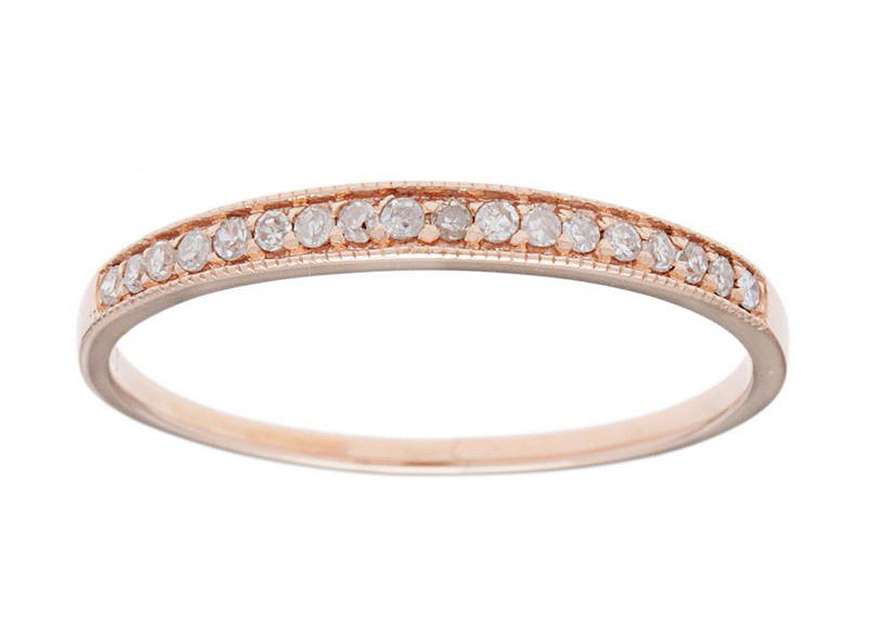 10k Rose Gold Milgrain Diamond Wedding Band (1/8 cttw, H-I Color, I1-I2 Clarity)