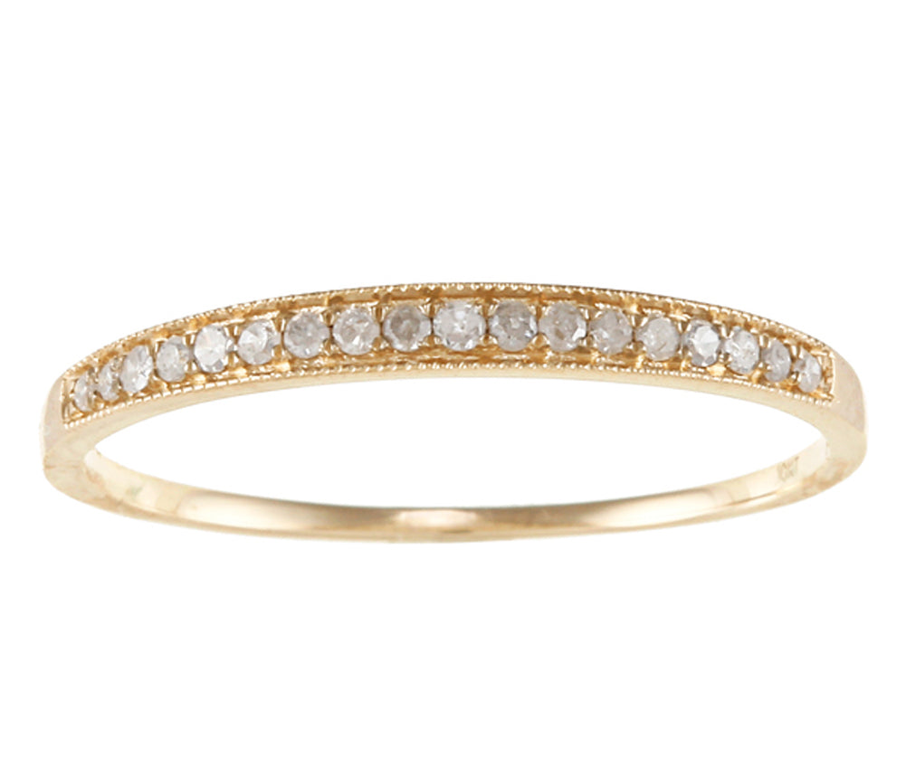 10k Yellow Gold Milgrain Diamond Wedding Band (1/8 cttw, H-I Color, I1-I2 Clarity)