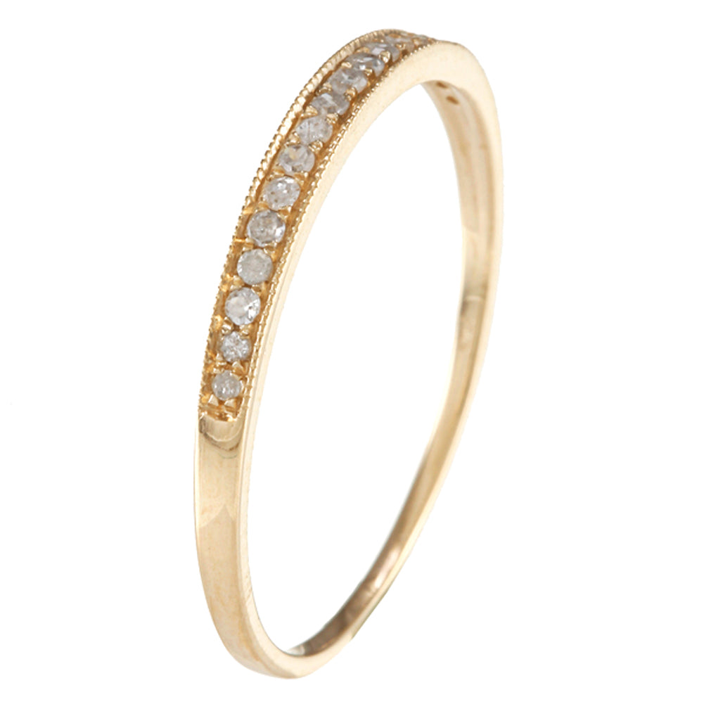 10k Yellow Gold Milgrain Diamond Wedding Band (1/8 cttw, H-I Color, I1-I2 Clarity)