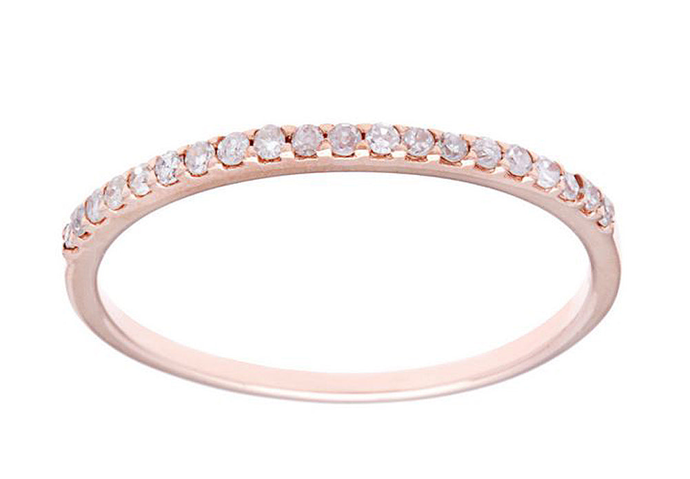 10k Rose Gold Thin Diamond Wedding Band (1/7 cttw, H-I Color, I1-I2 Clarity)